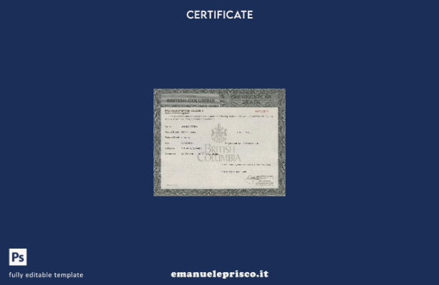 modello di certificato di morte della Columbia britannica in stile verificato ne